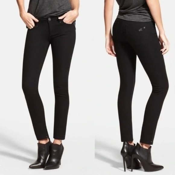 DL1961 Angel Skinny Ankle Jeans Mid Rise Onyx Black size 28 - Picture 1 of 12